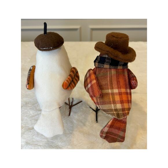 Fall Autumn Fabric Birds Plaid‎ Decor Set of 2 - Picture 4 of 10